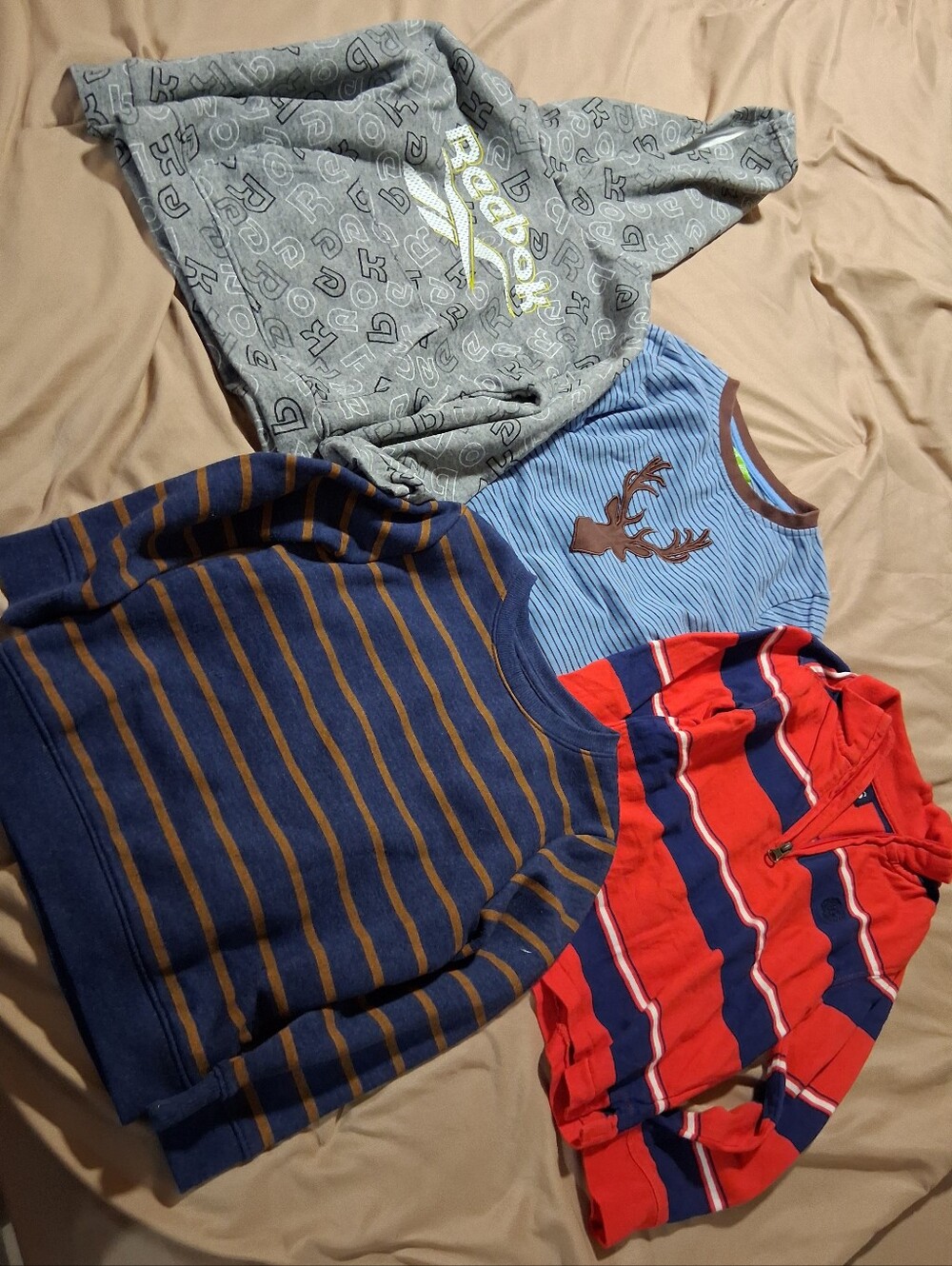 Cat & Jack Reebok Chaps Long Sleeve Boys Tops Sweaters Bundle Stripes Hood 4T